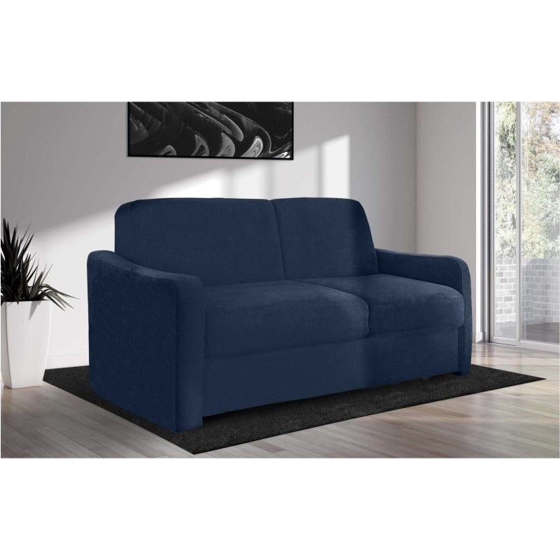 HORACE canapé droit convertible Rapido 3 places bleu nuit avec matelas Dunlopillo 15cm 140x200 cm