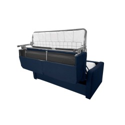 HORACE canapé droit convertible Rapido 3 places bleu nuit avec matelas Dunlopillo 15cm 140x200 cm