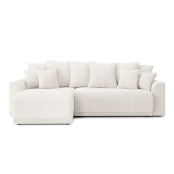 Canapé d'angle NOVA convertible tissu bouclette blanc 4 places