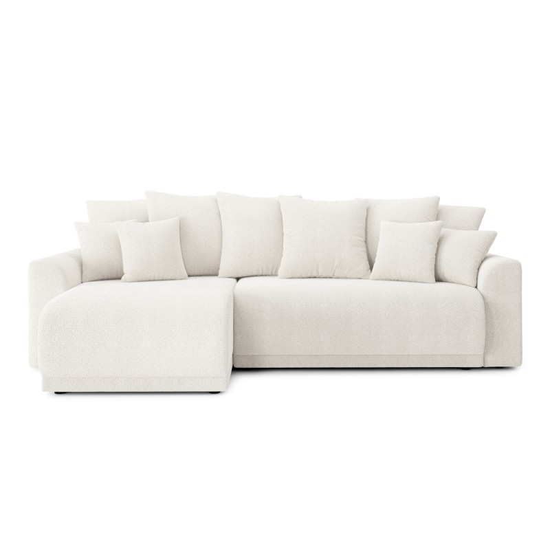 Canapé d'angle NOVA convertible tissu bouclette blanc 4 places