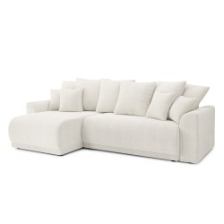 Canapé d'angle NOVA convertible tissu bouclette blanc 4 places