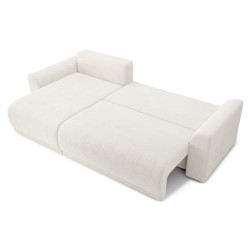 Canapé d'angle NOVA convertible tissu bouclette blanc 4 places