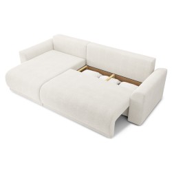 Canapé d'angle NOVA convertible tissu bouclette blanc 4 places