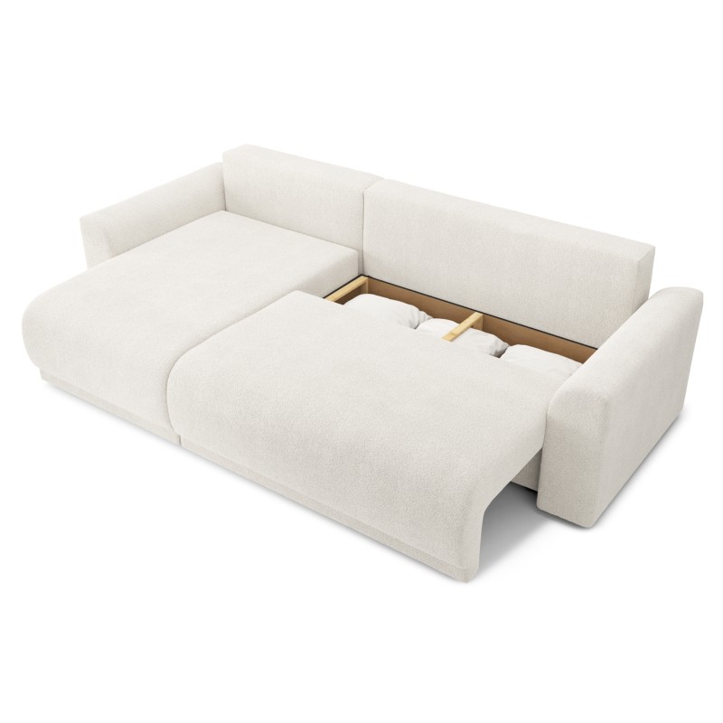 Canapé d'angle NOVA convertible tissu bouclette blanc 4 places