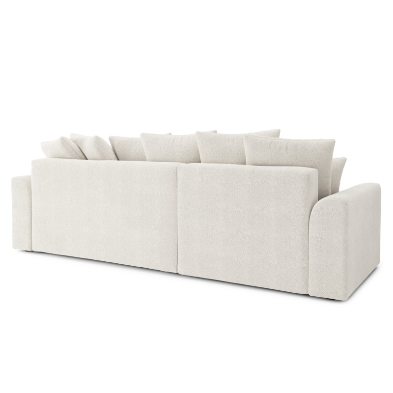 Canapé d'angle NOVA convertible tissu bouclette blanc 4 places