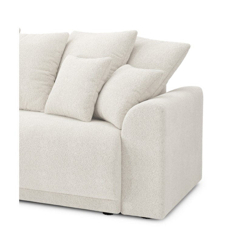 Canapé d'angle NOVA convertible tissu bouclette blanc 4 places