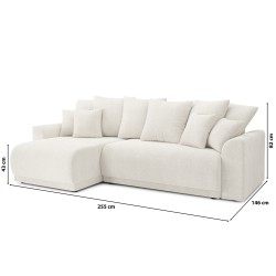Canapé d'angle NOVA convertible tissu bouclette blanc 4 places
