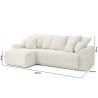 Canapé d'angle NOVA convertible tissu bouclette blanc 4 places