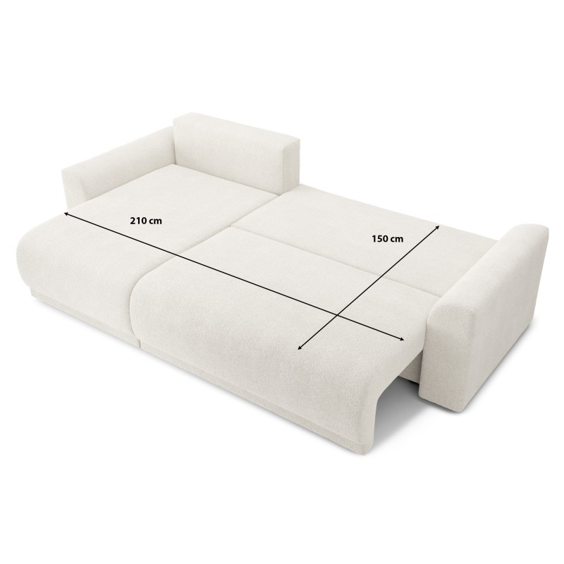 Canapé d'angle NOVA convertible tissu bouclette blanc 4 places