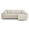 Canapé d'angle CHARTRONS convertible velours côtelé beige 4 places