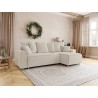Canapé d'angle CHARTRONS convertible velours côtelé beige 4 places