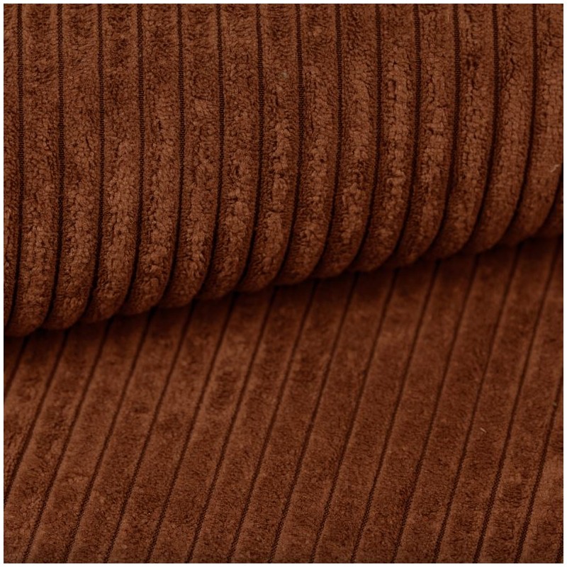 Canapé angle CAPUCINS convertible velours côtelé terracotta 4 places