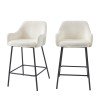 Lot de 2 tabourets de bar NILS tissu bouclette blanc