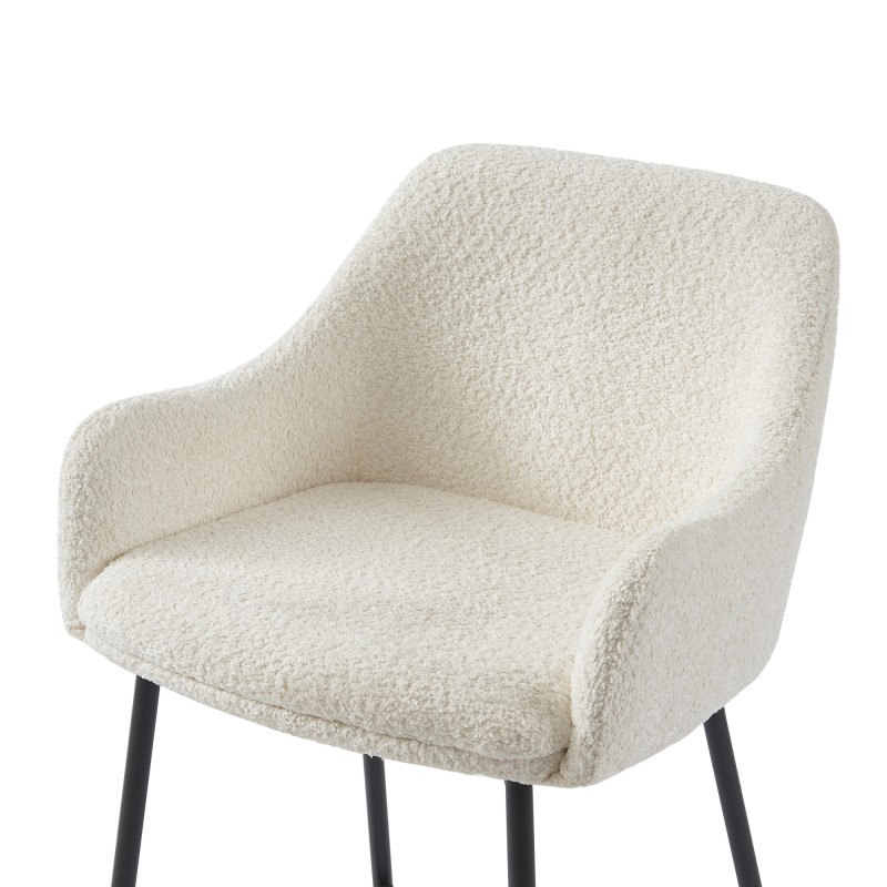 Lot de 2 tabourets de bar NILS tissu bouclette blanc