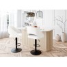 Lot de 2 tabourets de bar LENNY tissu bouclette blanc piètement en métal noir