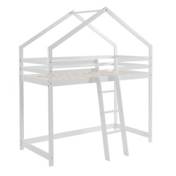 Lit mezzanine TINY  pin blanc sommier inclus 90x190