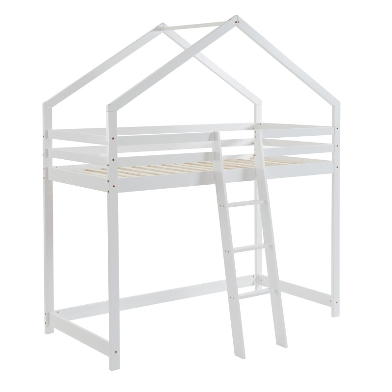 Lit mezzanine TINY  pin blanc sommier inclus 90x190