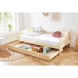 Lit enfant LOU avec tiroir  pin massif  90x190 sommier inclus