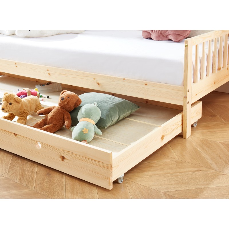 Lit enfant LOU avec tiroir  pin massif  90x190 sommier inclus