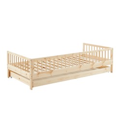 Lit enfant LOU avec tiroir  pin massif  90x190 sommier inclus
