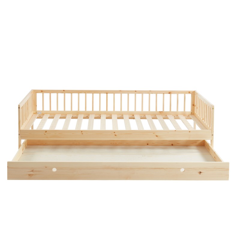 Lit enfant LOU avec tiroir  pin massif  90x190 sommier inclus