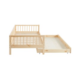 Lit enfant LOU avec tiroir  pin massif  90x190 sommier inclus
