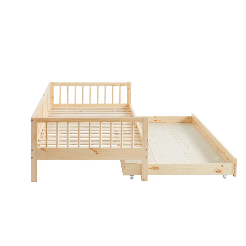 Lit enfant LOU avec tiroir  pin massif  90x190 sommier inclus
