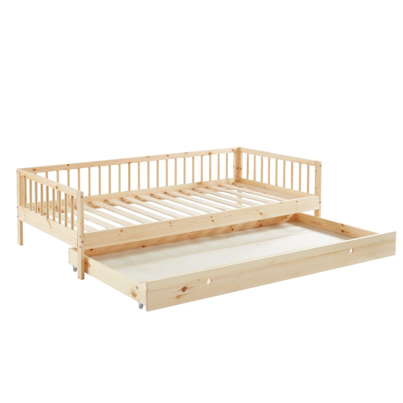 Lit enfant LOU avec tiroir  pin massif  90x190 sommier inclus