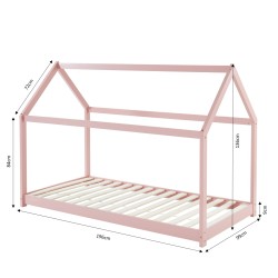 Lit enfant cabane TINY  pin rose  90x190 sommier inclus