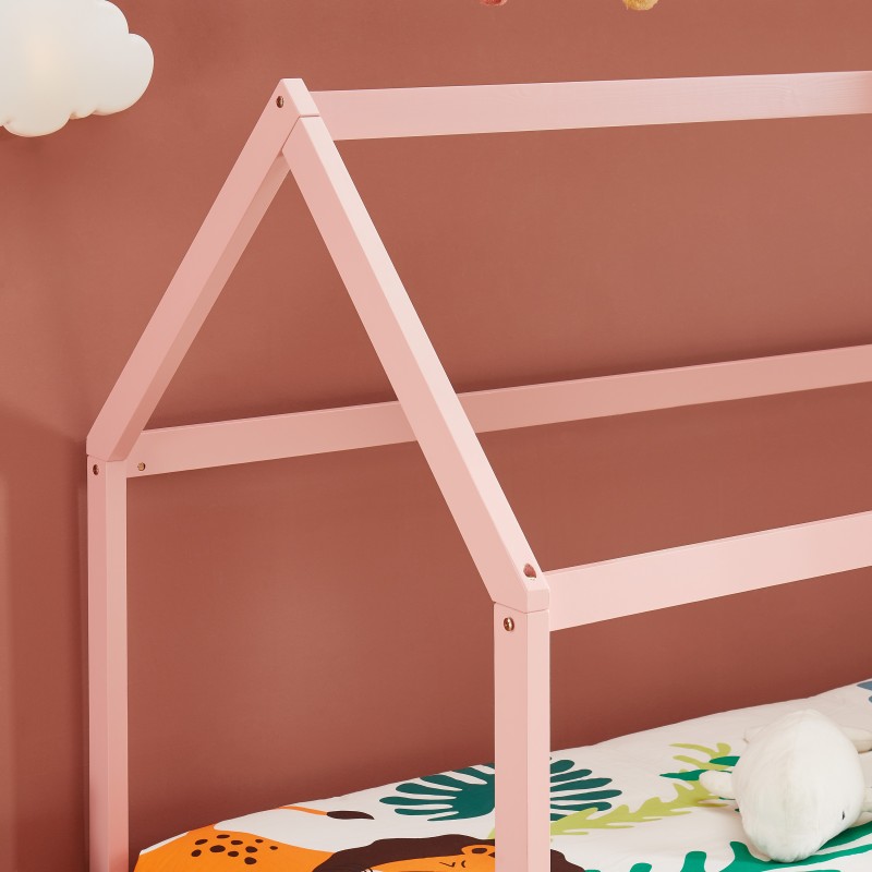 Lit enfant cabane TINY  pin rose  90x190 sommier inclus