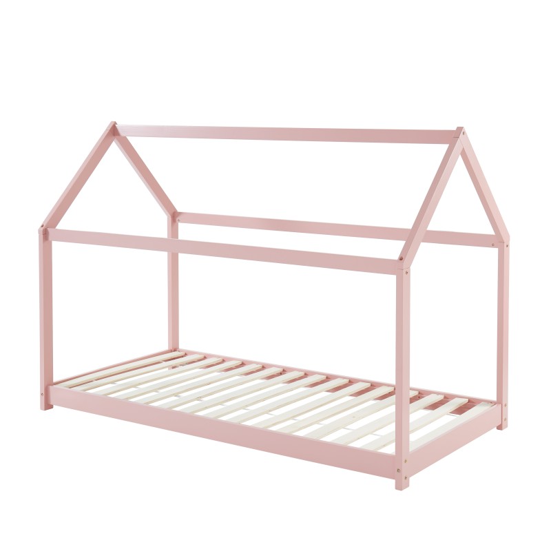 Lit enfant cabane TINY  pin rose  90x190 sommier inclus