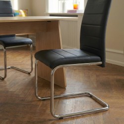 Lot de 2 chaises MARA simili noir pieds métal chromé