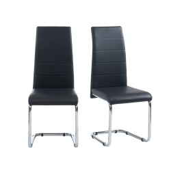 Lot de 2 chaises MARA simili noir pieds métal chromé