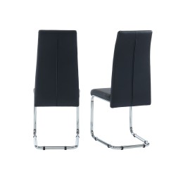 Lot de 2 chaises MARA simili noir pieds métal chromé