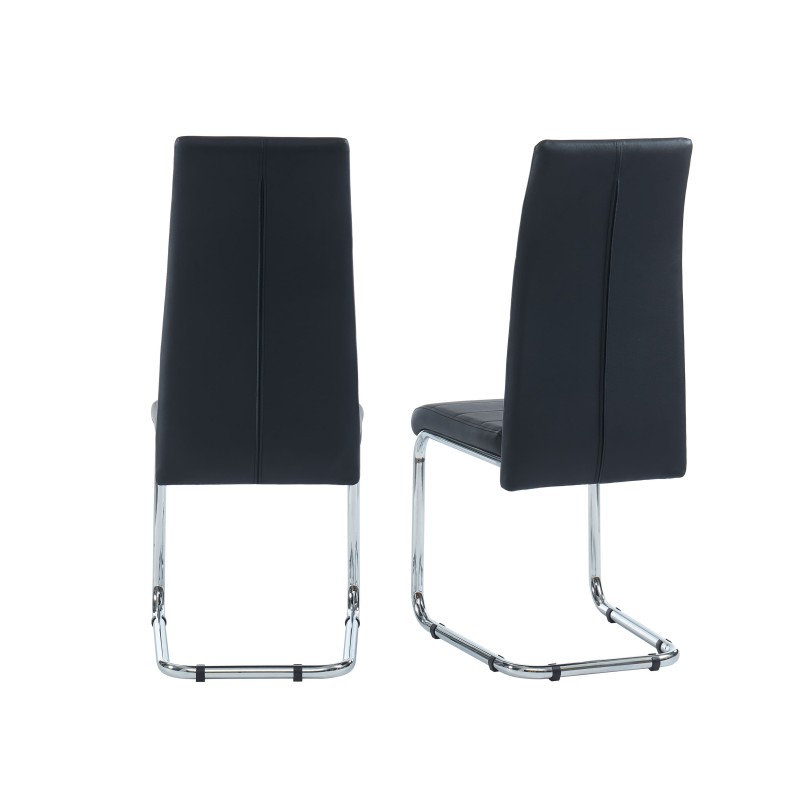 Lot de 2 chaises MARA simili noir pieds métal chromé