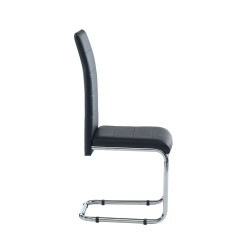 Lot de 2 chaises MARA simili noir pieds métal chromé