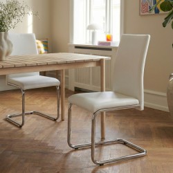 Lot de 2 chaises MARA simili blanc pieds métal chromé