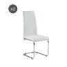 Lot de 2 chaises MARA simili blanc pieds métal chromé
