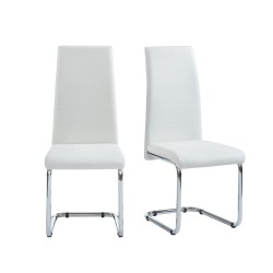 Lot de 2 chaises MARA simili blanc pieds métal chromé