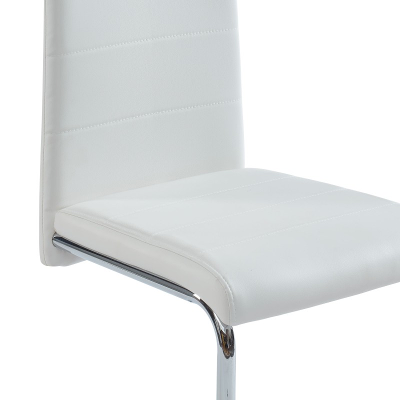 Lot de 2 chaises MARA simili blanc pieds métal chromé