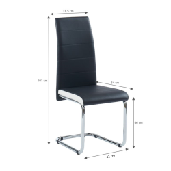 Lot de 2 chaises MARA simili noir et blanc pieds métal chromé