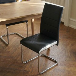 Lot de 2 chaises MARA simili noir et blanc pieds métal chromé