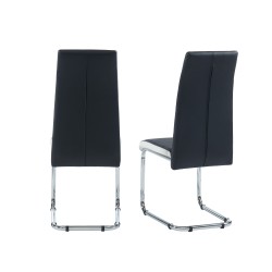 Lot de 2 chaises MARA simili noir et blanc pieds métal chromé