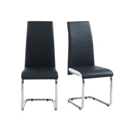 Lot de 2 chaises MARA simili noir et blanc pieds métal chromé