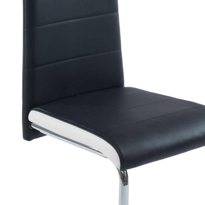 Lot de 2 chaises MARA simili noir et blanc pieds métal chromé