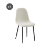 Lot de 4 chaises LENA tissu bouclette écru pieds métal noir