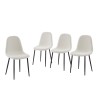 Lot de 4 chaises LENA tissu bouclette écru pieds métal noir