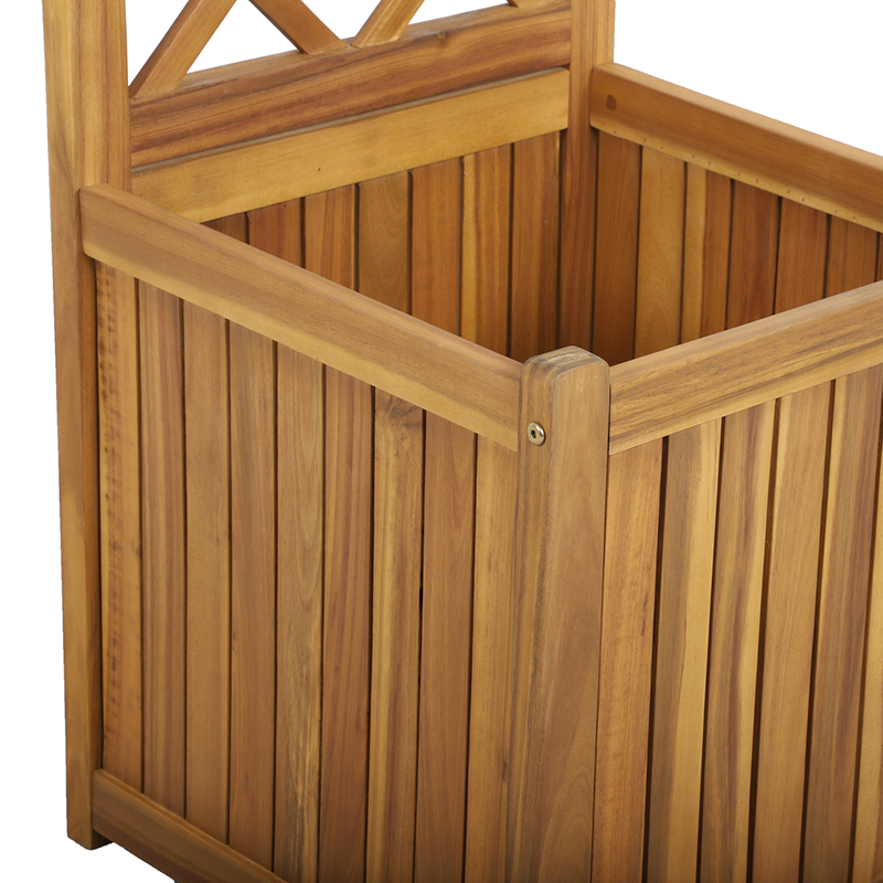 Jardinière avec treillis MIRI  en bois d'acacia 43,5x43,5x130 cm