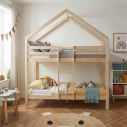 Lit cabane superposé TINY  pin naturel  90x190 sommier inclus