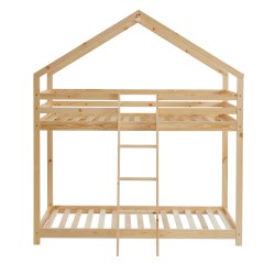 Lit cabane superposé TINY  pin naturel  90x190 sommier inclus